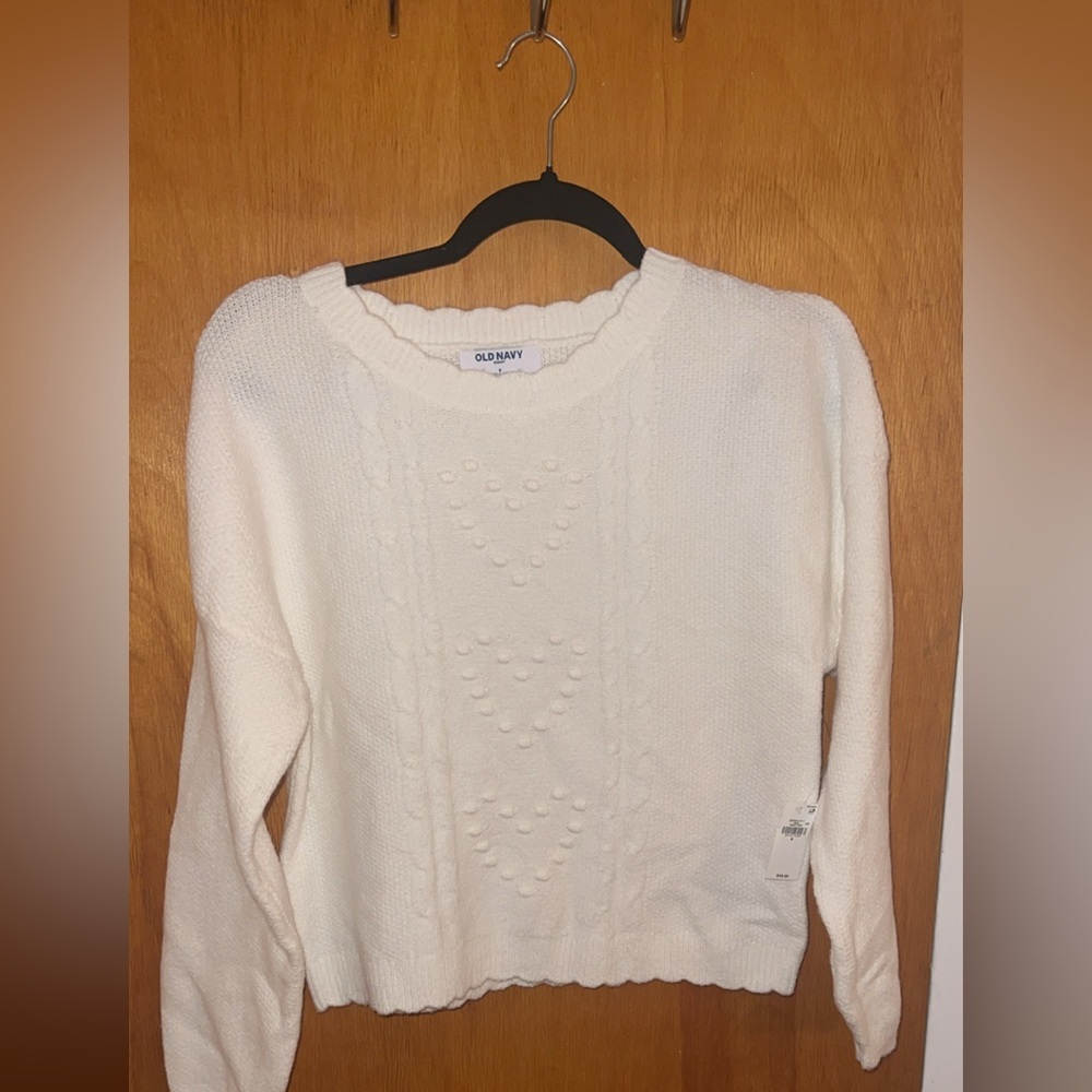 Old Navy SoSoft Bobble Heart Sweater Size S NWT Sea Salt Crew Neck Cozy - Picture 6 of 10